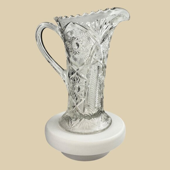 Cambridge Snowflake & Sunburst Clear Crystal Pitcher EVC No Chips EAPG - Picture 2 of 14